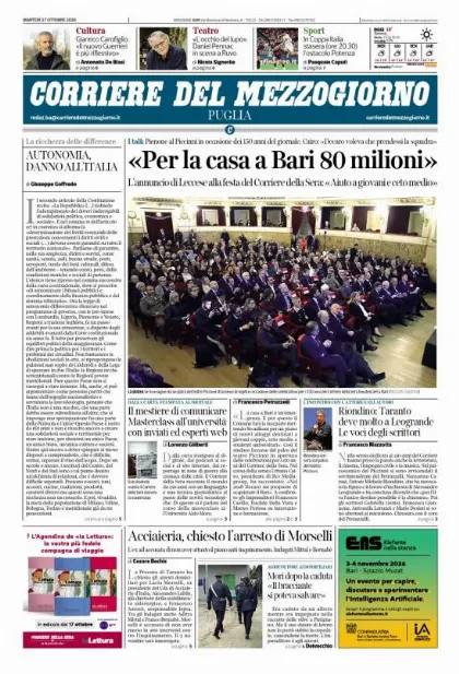 Prima pagina Corriere del Mezzogiorno | Puglia