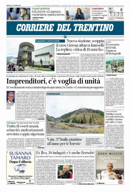 Prima pagina Corriere del Trentino