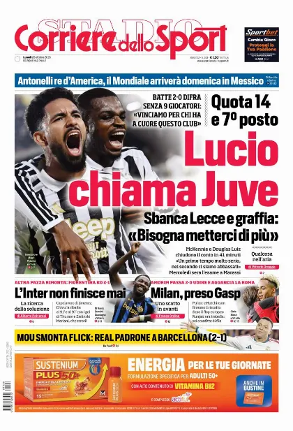 Prima pagina Corriere dello Sport - Stadio