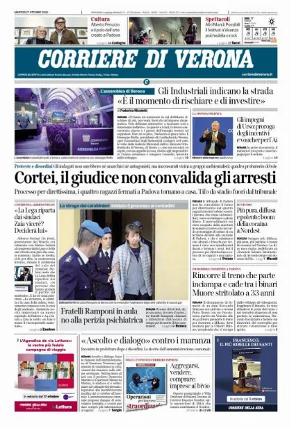 Prima pagina Corriere di Verona