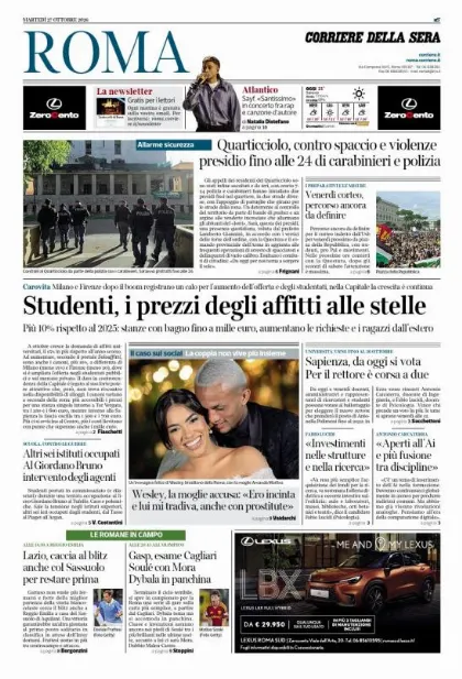 Prima pagina Corriere della Sera | Roma
