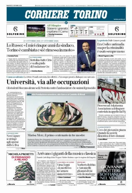 Prima pagina Corriere della Sera | Torino