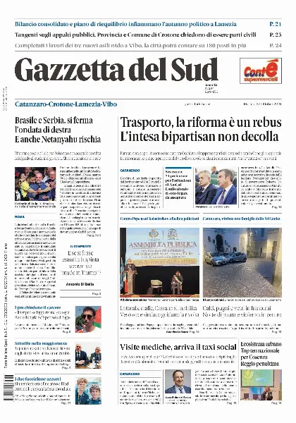 Prima pagina Gazzetta del Sud | Catanzaro