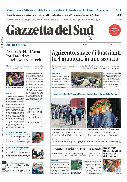 Prima pagina Gazzetta del Sud
