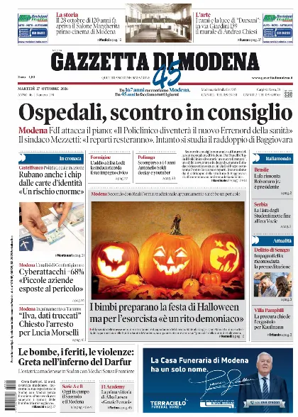 Prima pagina Gazzetta di Modena