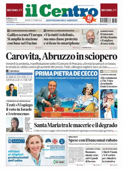Prima pagina Il Centro | Chieti