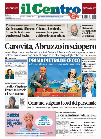 Prima pagina Il Centro | Pescara