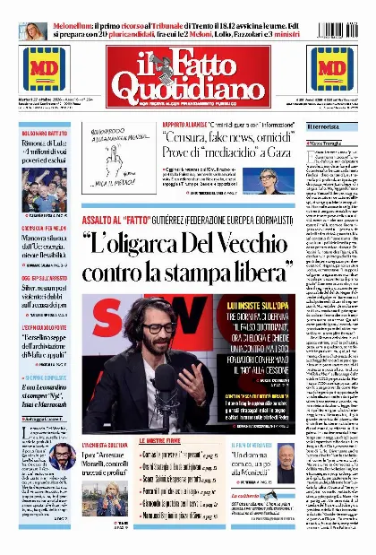 Prima pagina Il Fatto Quotidiano