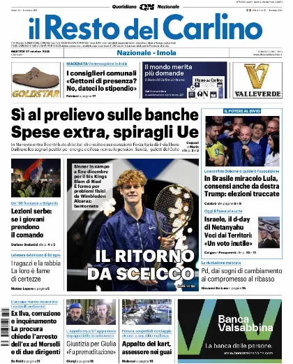 Prima pagina Il Resto del Carlino