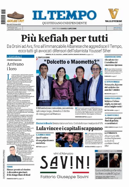 Prima pagina Il Tempo