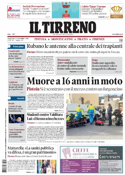 Prima pagina Il Tirreno