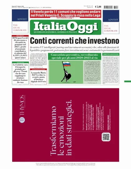 Prima pagina ItaliaOggi