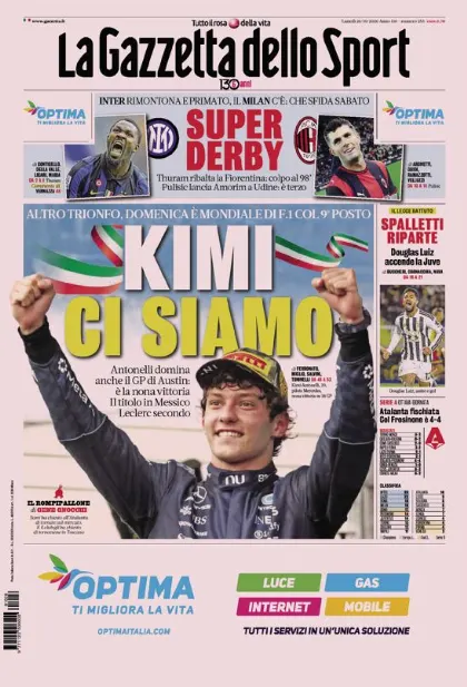 Prima pagina La Gazzetta dello Sport