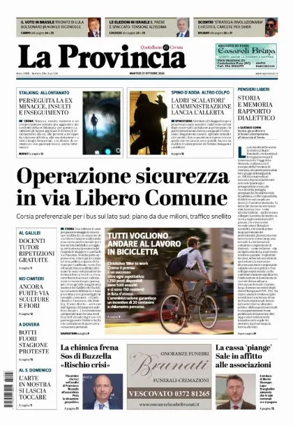 Prima pagina La Provincia | Crema