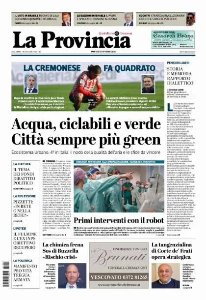 Prima pagina La Provincia