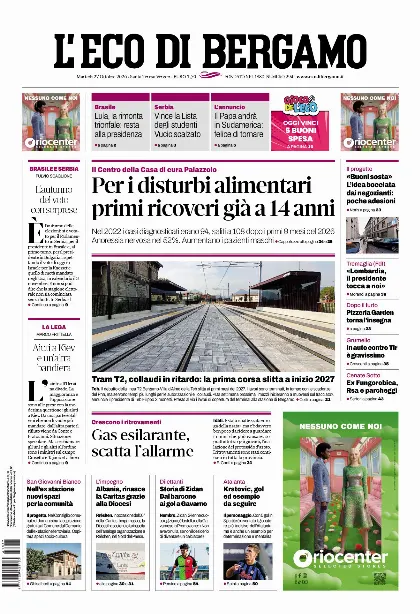 Prima pagina L'Eco di Bergamo