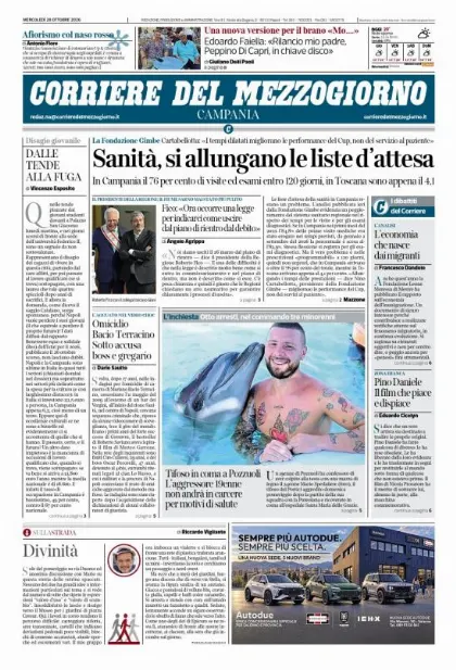 Prima pagina Corriere del Mezzogiorno | Campania