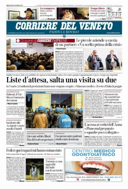 Prima pagina Corriere del Veneto | Padova e Rovigo