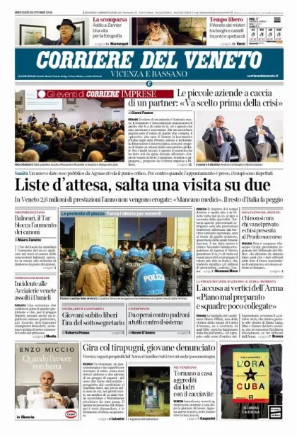 Prima pagina Corriere del Veneto | Vicenza e Bassano