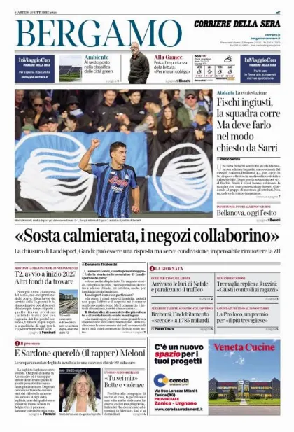 Prima pagina Corriere della Sera | Bergamo