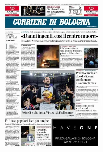 Prima pagina Corriere di Bologna