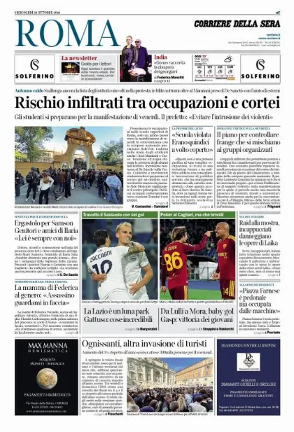 Prima pagina Corriere della Sera | Roma