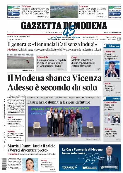 Prima pagina Gazzetta di Modena