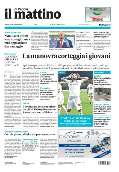 Prima pagina Il Mattino di Padova | Padova