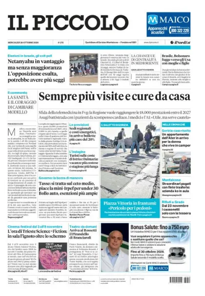 Prima pagina Il Piccolo | Gorizia e Monfalcone