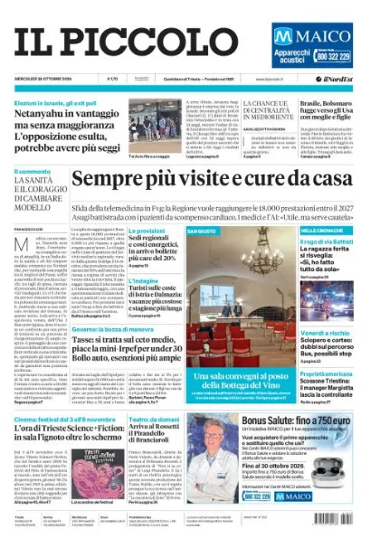 Prima pagina Il Piccolo | Trieste