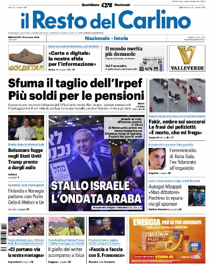 Prima pagina Il Resto del Carlino