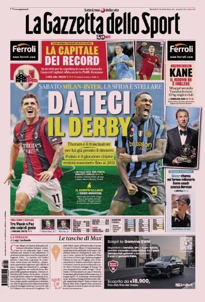 Prima pagina La Gazzetta dello Sport