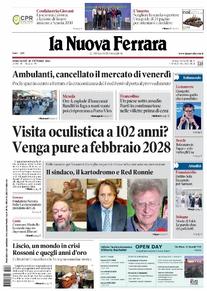 Prima pagina La Nuova Ferrara