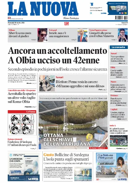 Prima pagina La Nuova Sardegna