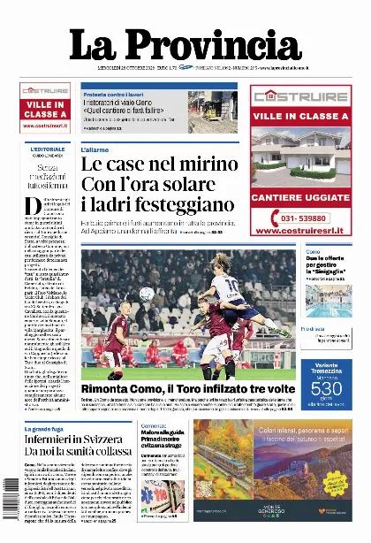 Prima pagina La Provincia