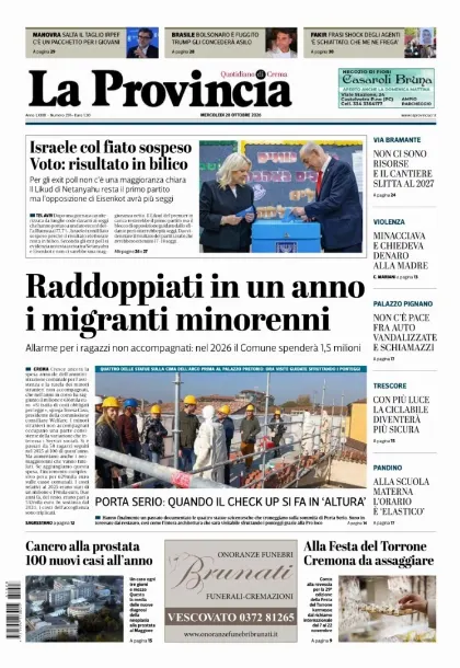 Prima pagina La Provincia | Crema