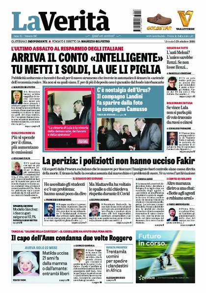 Prima pagina La Verita