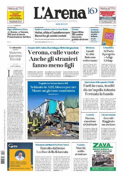 Prima pagina L'Arena