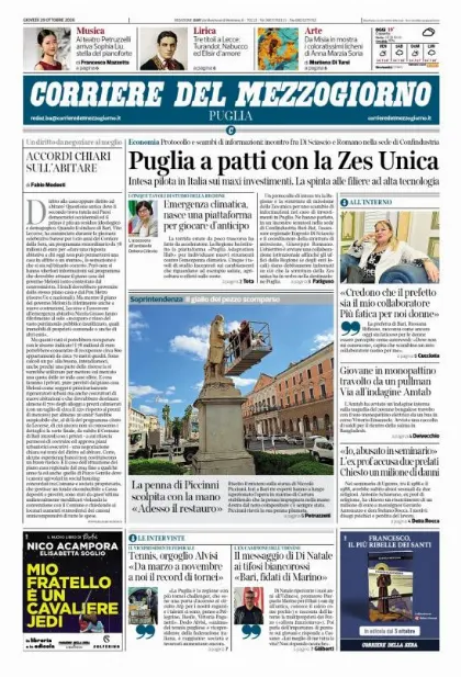 Prima pagina Corriere del Mezzogiorno | Puglia