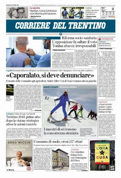Prima pagina Corriere del Trentino