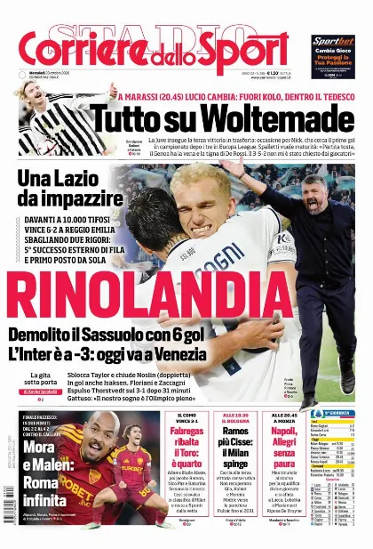 Prima pagina Corriere dello Sport - Stadio