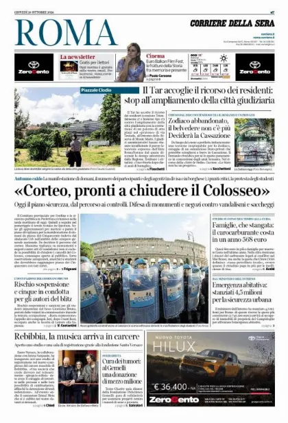 Prima pagina Corriere della Sera | Roma