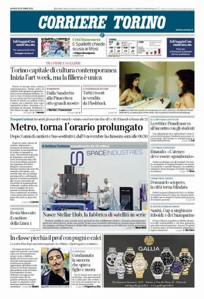 Prima pagina Corriere della Sera | Torino