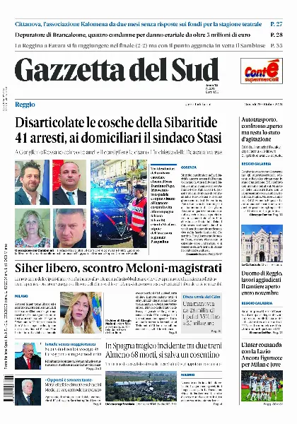 Prima pagina Gazzetta del Sud | Reggio Calabria