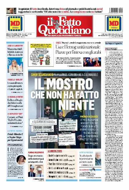 Prima pagina Il Fatto Quotidiano