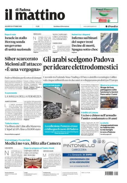 Prima pagina Il Mattino di Padova | Padova