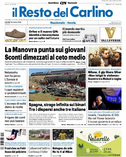 Prima pagina Il Resto del Carlino