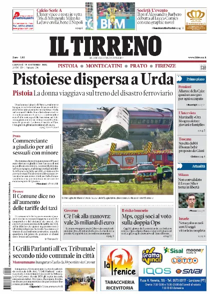 Prima pagina Il Tirreno