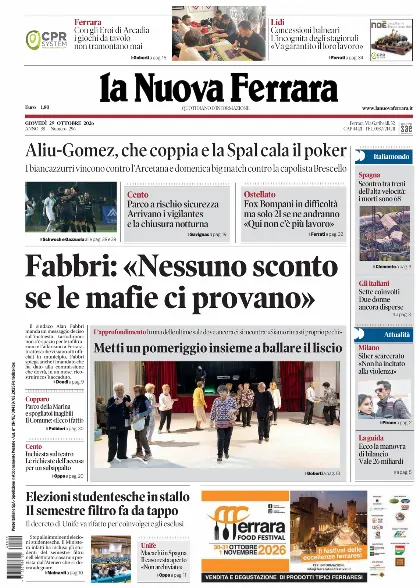 Prima pagina La Nuova Ferrara