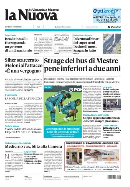 Prima pagina La Nuova di Venezia e Mestre | Venezia e Mestre